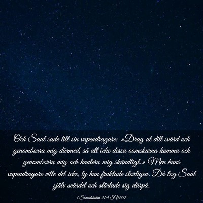 Picture 03 - 1 Samuelsboken 31:4 SV1917 - Och Saul sade till sin vapendragare: »Drag ut - Bible Verse Picture