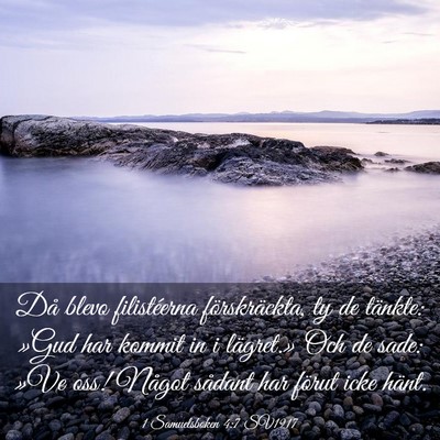 Picture 03 - 1 Samuelsboken 4:7 SV1917 - Då blevo filistéerna förskräckta, ty de - Bible Verse Picture