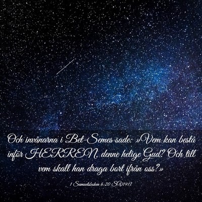 Picture 03 - 1 Samuelsboken 6:20 SV1917 - Och invånarna i Bet-Semes sade: »Vem kan bestå - Bible Verse Picture