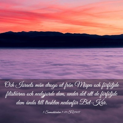 Picture 03 - 1 Samuelsboken 7:11 SV1917 - Och Israels män drogo ut från Mispa och - Bible Verse Picture