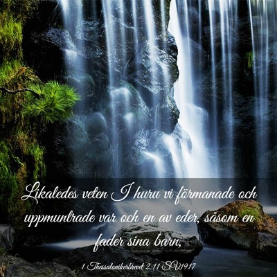 Picture 03 - 1 Thessalonikerbrevet 2:11 SV1917 - Likaledes veten I huru vi förmanade och - Bible Verse Picture