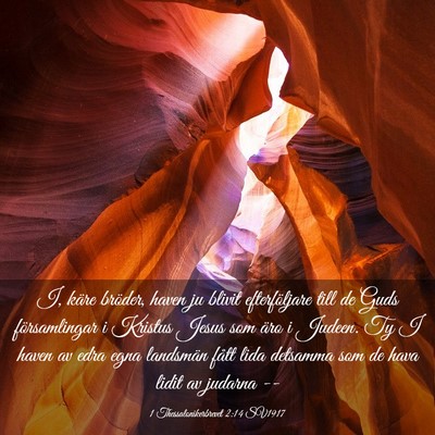 Picture 03 - 1 Thessalonikerbrevet 2:14 SV1917 - I, käre bröder, haven ju blivit efterföljare - Bible Verse Picture