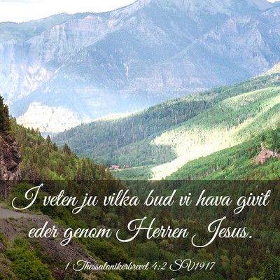 Picture 03 - 1 Thessalonikerbrevet 4:2 SV1917 - I veten ju vilka bud vi hava givit eder genom - Bible Verse Picture