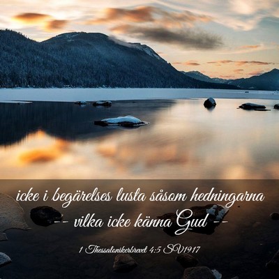 Picture 03 - 1 Thessalonikerbrevet 4:5 SV1917 - icke i begärelses lusta såsom hedningarna -- - Bible Verse Picture