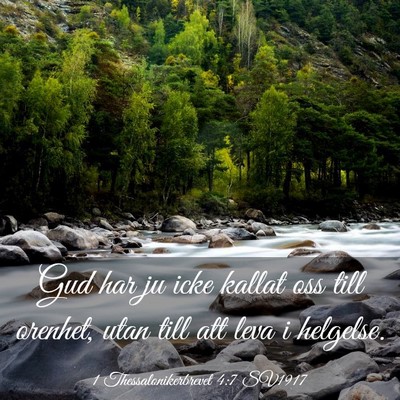 Picture 03 - 1 Thessalonikerbrevet 4:7 SV1917 - Gud har ju icke kallat oss till orenhet, utan - Bible Verse Picture