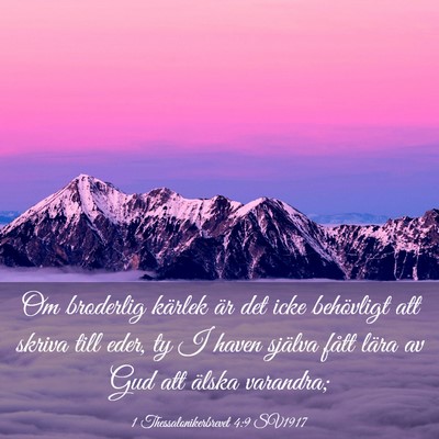 Picture 03 - 1 Thessalonikerbrevet 4:9 SV1917 - Om broderlig kärlek är det icke behövligt att - Bible Verse Picture
