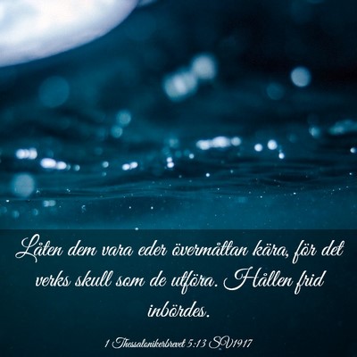 Picture 03 - 1 Thessalonikerbrevet 5:13 SV1917 - Låten dem vara eder övermåttan kära, för det - Bible Verse Picture
