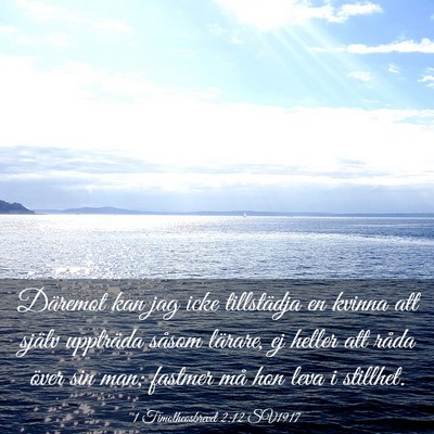 Picture 03 - 1 Timotheosbrevet 2:12 SV1917 - Däremot kan jag icke tillstädja en kvinna att - Bible Verse Picture
