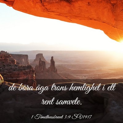 Picture 03 - 1 Timotheosbrevet 3:9 SV1917 - de böra äga trons hemlighet i ett rent - Bible Verse Picture