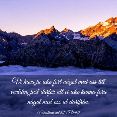 Picture 03 - 1 Timotheosbrevet 6:7 SV1917 - Vi hava ju icke fört något med oss till - Bible Verse Picture