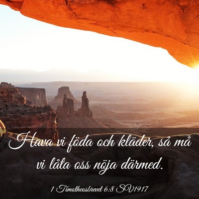 Picture 03 - 1 Timotheosbrevet 6:8 SV1917 - Hava vi föda och kläder, så må vi låta oss - Bible Verse Picture