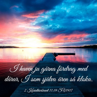 Picture 03 - 2 Korinthierbrevet 11:19 SV1917 - I haven ju gärna fördrag med dårar, I som - Bible Verse Picture