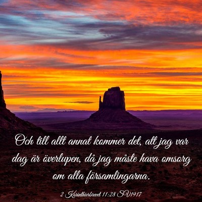 Picture 03 - 2 Korinthierbrevet 11:28 SV1917 - Och till allt annat kommer det, att jag var dag - Bible Verse Picture