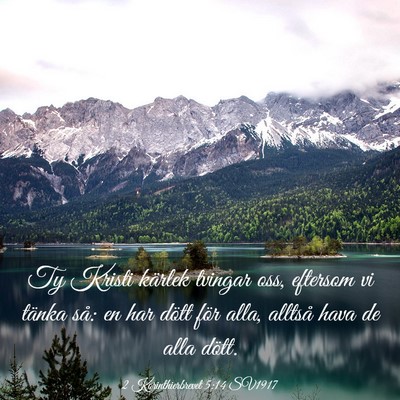 Picture 03 - 2 Korinthierbrevet 5:14 SV1917 - Ty Kristi kärlek tvingar oss, eftersom vi tänka - Bible Verse Picture