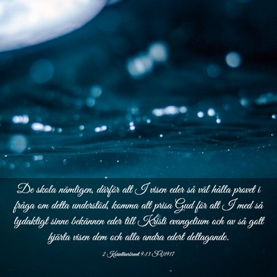 Picture 03 - 2 Korinthierbrevet 9:13 SV1917 - De skola nämligen, därför att I visen eder så - Bible Verse Picture