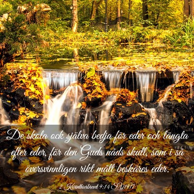 Picture 03 - 2 Korinthierbrevet 9:14 SV1917 - De skola ock själva bedja för eder och längta - Bible Verse Picture