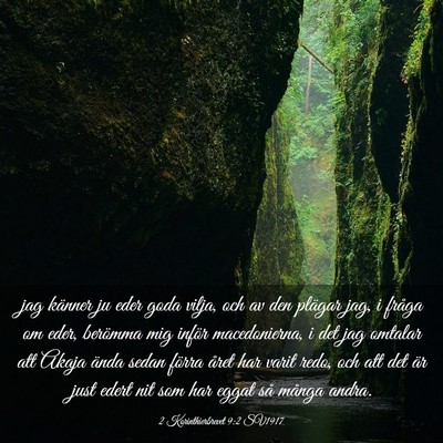Picture 03 - 2 Korinthierbrevet 9:2 SV1917 - jag känner ju eder goda vilja, och av den - Bible Verse Picture