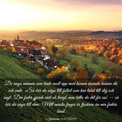 Picture 03 - 2 Krönikeboken 10:10 SV1917 - De unga männen som hade vuxit upp med honom - Bible Verse Picture
