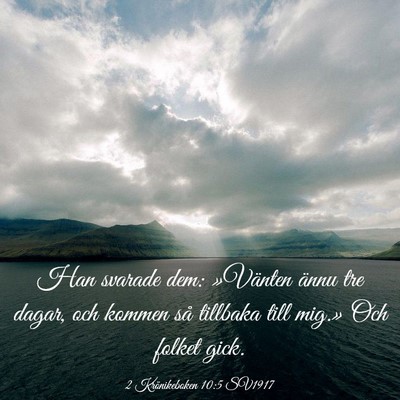 Picture 03 - 2 Krönikeboken 10:5 SV1917 - Han svarade dem: »Vänten ännu tre dagar, och - Bible Verse Picture