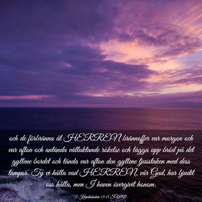 Picture 03 - 2 Krönikeboken 13:11 SV1917 - och de förbränna åt HERREN brännoffer var - Bible Verse Picture