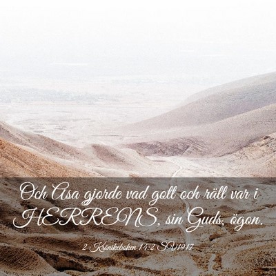 Picture 03 - 2 Krönikeboken 14:2 SV1917 - Och Asa gjorde vad gott och rätt var i HERRENS, - Bible Verse Picture