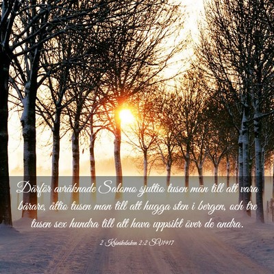 Picture 03 - 2 Krönikeboken 2:2 SV1917 - Därför avräknade Salomo sjuttio tusen män - Bible Verse Picture