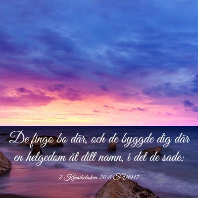 Picture 03 - 2 Krönikeboken 20:8 SV1917 - De fingo bo där, och de byggde dig där en - Bible Verse Picture