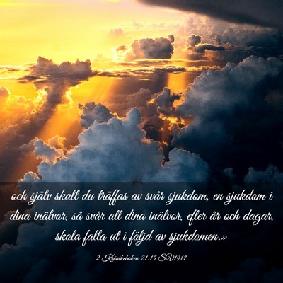 Picture 03 - 2 Krönikeboken 21:15 SV1917 - och själv skall du träffas av svår sjukdom, en - Bible Verse Picture