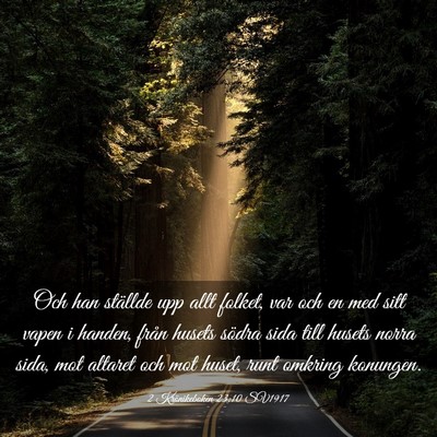Picture 03 - 2 Krönikeboken 23:10 SV1917 - Och han ställde upp allt folket, var och en med - Bible Verse Picture