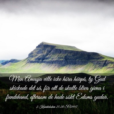 Picture 03 - 2 Krönikeboken 25:20 SV1917 - Men Amasja ville icke höra härpå, ty Gud - Bible Verse Picture