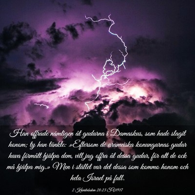 Picture 03 - 2 Krönikeboken 28:23 SV1917 - Han offrade nämligen åt gudarna i Damaskus, som - Bible Verse Picture