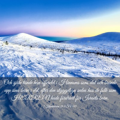 Picture 03 - 2 Krönikeboken 28:3 SV1917 - Och själv tände han offereld i Hinnoms sons dal - Bible Verse Picture