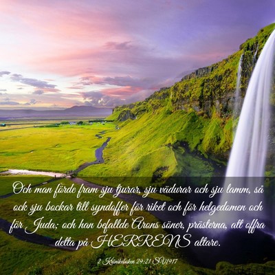 Picture 03 - 2 Krönikeboken 29:21 SV1917 - Och man förde fram sju tjurar, sju vädurar och - Bible Verse Picture