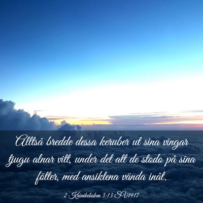 Picture 03 - 2 Krönikeboken 3:13 SV1917 - Alltså bredde dessa keruber ut sina vingar tjugu - Bible Verse Picture