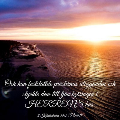Picture 03 - 2 Krönikeboken 35:2 SV1917 - Och han fastställde prästernas åligganden och - Bible Verse Picture