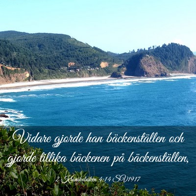 Picture 03 - 2 Krönikeboken 4:14 SV1917 - Vidare gjorde han bäckenställen och gjorde - Bible Verse Picture