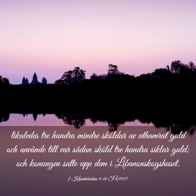 Picture 03 - 2 Krönikeboken 9:16 SV1917 - likaledes tre hundra mindre sköldar av uthamrat - Bible Verse Picture