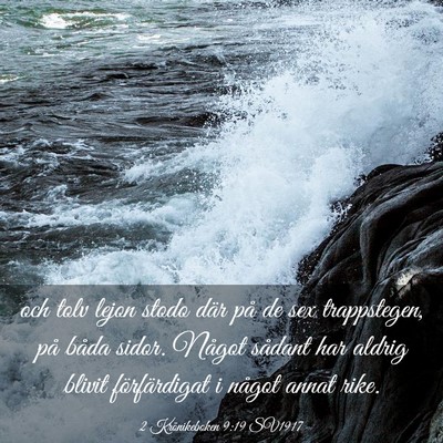 Picture 03 - 2 Krönikeboken 9:19 SV1917 - och tolv lejon stodo där på de sex trappstegen, - Bible Verse Picture