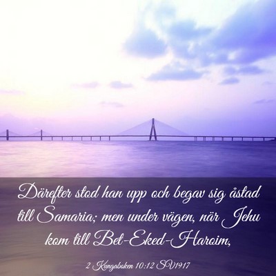 Picture 03 - 2 Kungaboken 10:12 SV1917 - Därefter stod han upp och begav sig åstad till - Bible Verse Picture