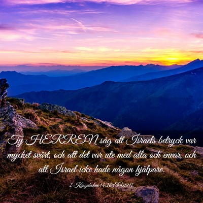 Picture 03 - 2 Kungaboken 14:26 SV1917 - Ty HERREN såg att Israels betryck var mycket - Bible Verse Picture