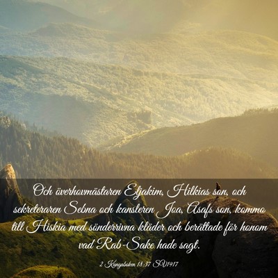 Picture 03 - 2 Kungaboken 18:37 SV1917 - Och överhovmästaren Eljakim, Hilkias son, och - Bible Verse Picture