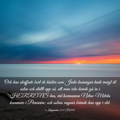 Picture 03 - 2 Kungaboken 23:11 SV1917 - Och han skaffade bort de hästar som Juda - Bible Verse Picture