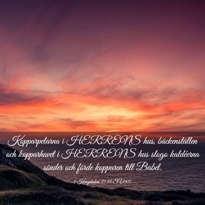 Picture 03 - 2 Kungaboken 25:13 SV1917 - Kopparpelarna i HERRENS hus, bäckenställen och - Bible Verse Picture
