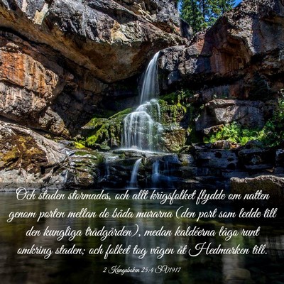 Picture 03 - 2 Kungaboken 25:4 SV1917 - Och staden stormades, och allt krigsfolket flydde - Bible Verse Picture