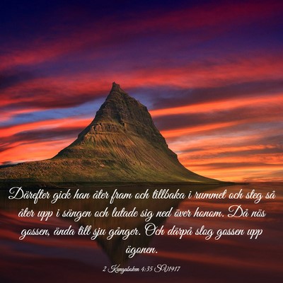 Picture 03 - 2 Kungaboken 4:35 SV1917 - Därefter gick han åter fram och tillbaka i - Bible Verse Picture