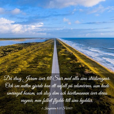 Picture 03 - 2 Kungaboken 8:21 SV1917 - Då drog Joram över till Sair med alla sina - Bible Verse Picture