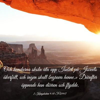 Picture 03 - 2 Kungaboken 9:10 SV1917 - Och hundarna skola äta upp Isebel på Jisreels - Bible Verse Picture