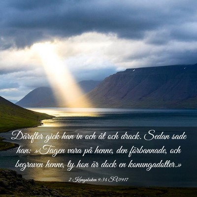 Picture 03 - 2 Kungaboken 9:34 SV1917 - Därefter gick han in och åt och drack. Sedan - Bible Verse Picture