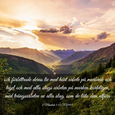 Picture 03 - 2 Mosebok 1:14 SV1917 - och förbittrade deras liv med hårt arbete på - Bible Verse Picture