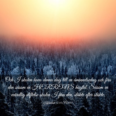 Picture 03 - 2 Mosebok 12:14 SV1917 - Och I skolen hava denna dag till en åminnelsedag - Bible Verse Picture